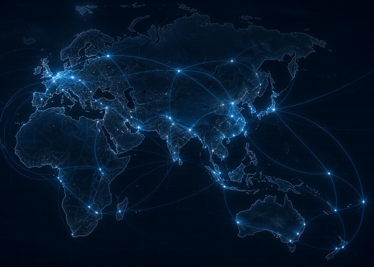 Freight route network visual representing coverage areas